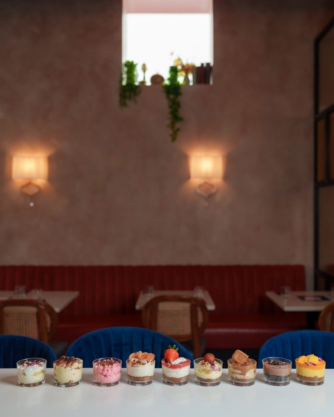 Karishma's dessert shooters lined along the counter